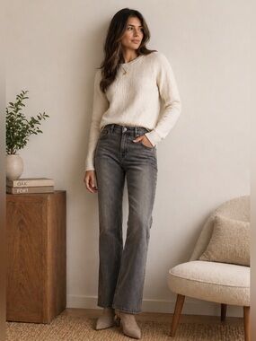 Tribal Jeans Audrey Mid-Rise Straight – Grey Wash, Size 10